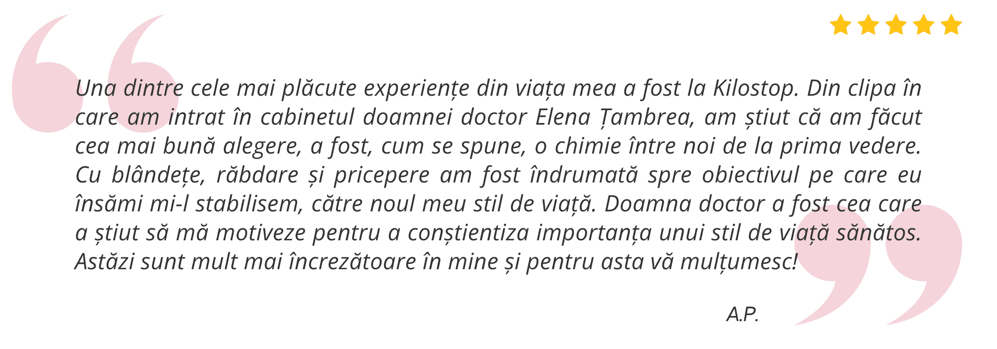 Testimonial pacient Dr. Elena Țambrea 1